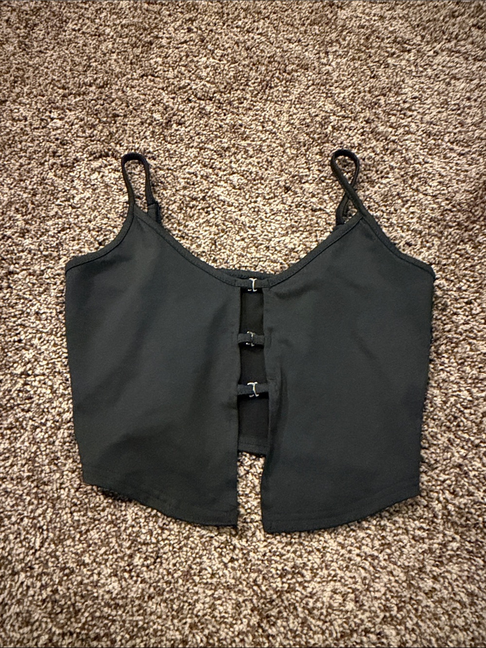 SHEIN Black Hook-Front Cropped Cami